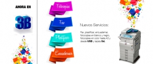 Servicios: Fotocopias, Fax, Plastificar, Encuadernar